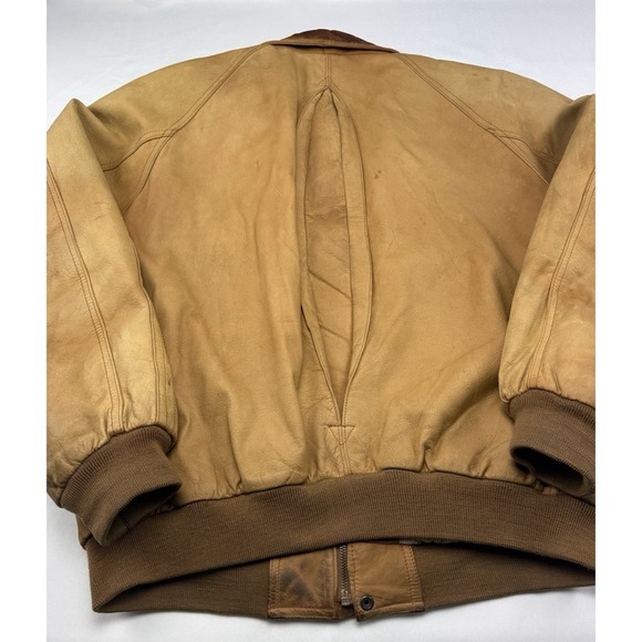 Marlboro Adventure Team Leather Jacket Mens L Montana Map Lining Bomber - Picture 16 of 16